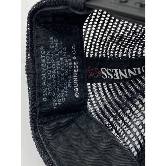 Guinness Beer Black Mesh Adjustable Adult Baseball Cap Hat Snap-back Bio-Domes - Picture 6 of 13